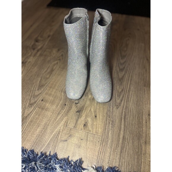 Sugar Element Women's Heeled Ankle Boots Pewter Sparkle Fabric US Size 6 Medium - Picture 8 of 14